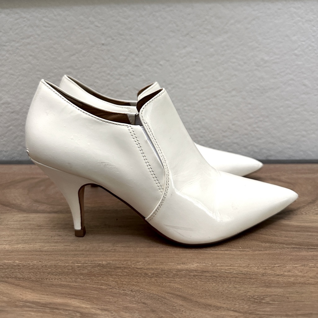 Tory Burch Georgina White Patent Leather Ankle Boots